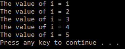 While loop output.