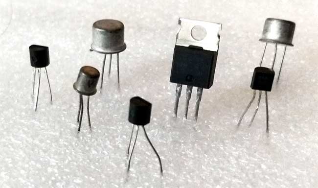 photo of several different styles of transistors.