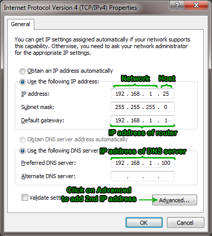 Internet Protocol Properties dialog box.