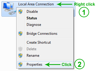 Local Area Connection properties
