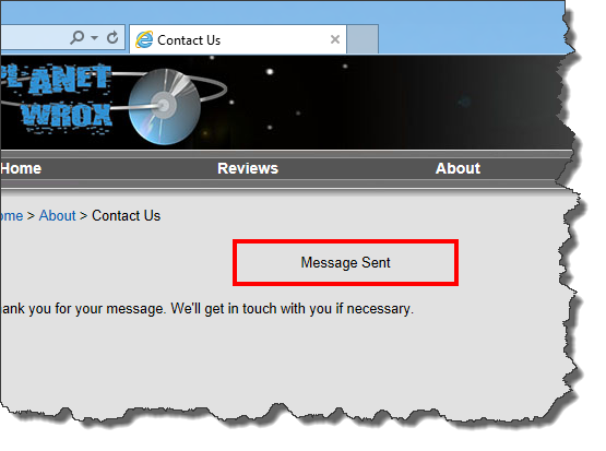 Image of the Animated Message Sent box.