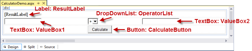 Image of the Items List Editor for the DropDownList server control with four items added.