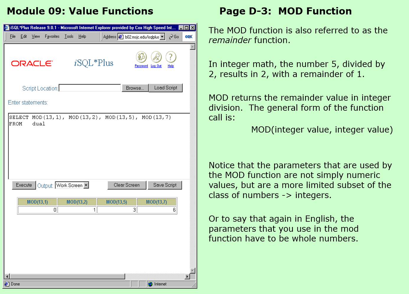 MOD function