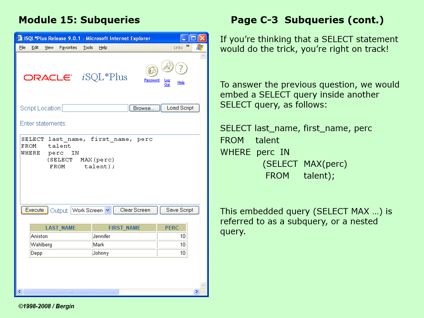 C-3: Subqueiries