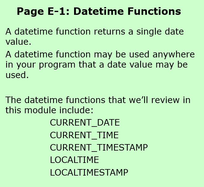 DateTime functions