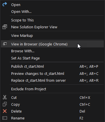 Solution Explorer context menu