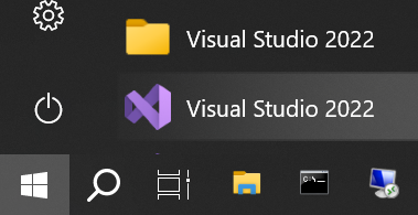 Image of the Windows Start Menu with Visual Studio Express selected.