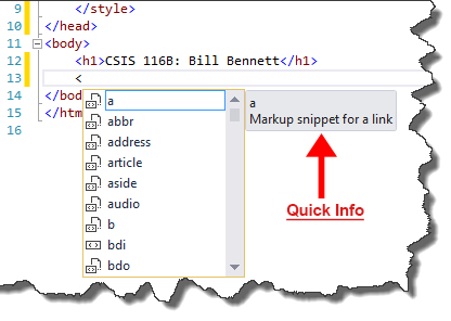 Image of Intellisense Quick Info box.