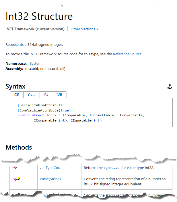 The Int32 Parse method description from MSDN.