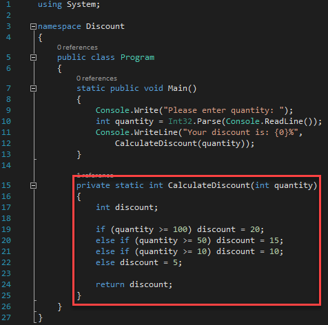 Project1-1 code with custom method created.