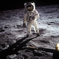 Buzz Aldrin on the moon - 1969 (NASA photo).